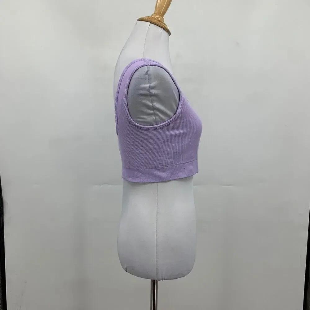 Fabletics Sports Bra Womens L‎ Large Lavender Jas Seamless Ribbed Square Neck
